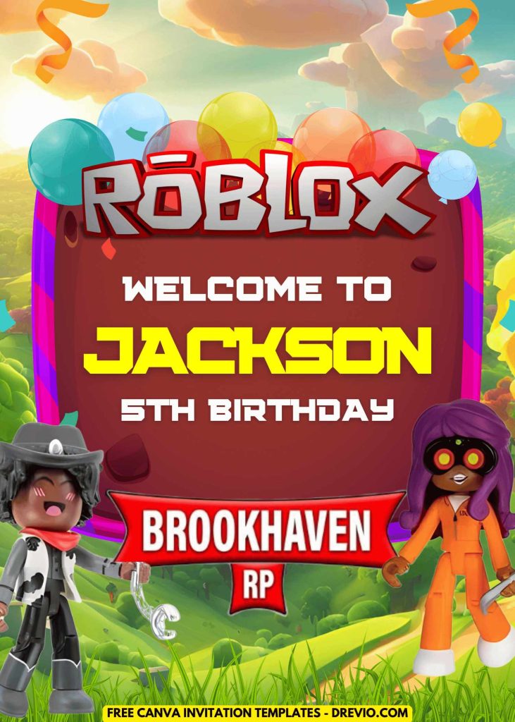 cool-roblox brookhaven rp party-welcome-sign-template-canva-free