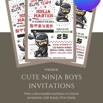 FREE Ninja Girls and Boys Birthday Invitations