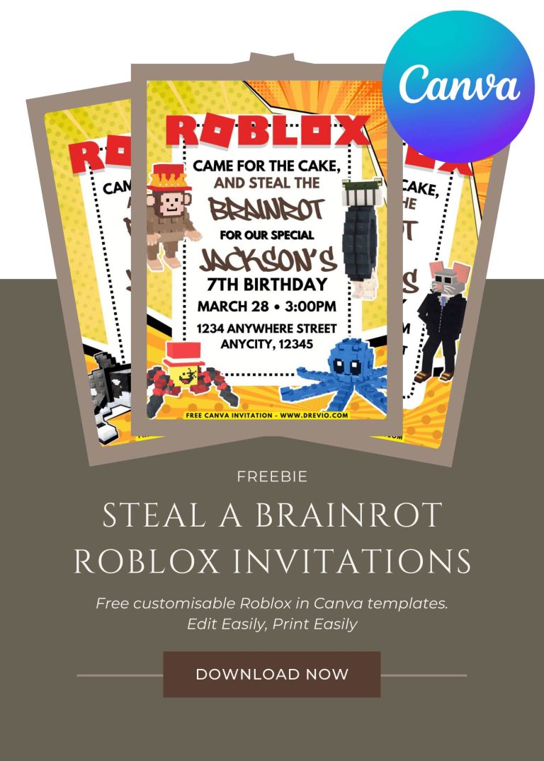 cute-roblox-steal a brainrot-birthday-invite-template-free