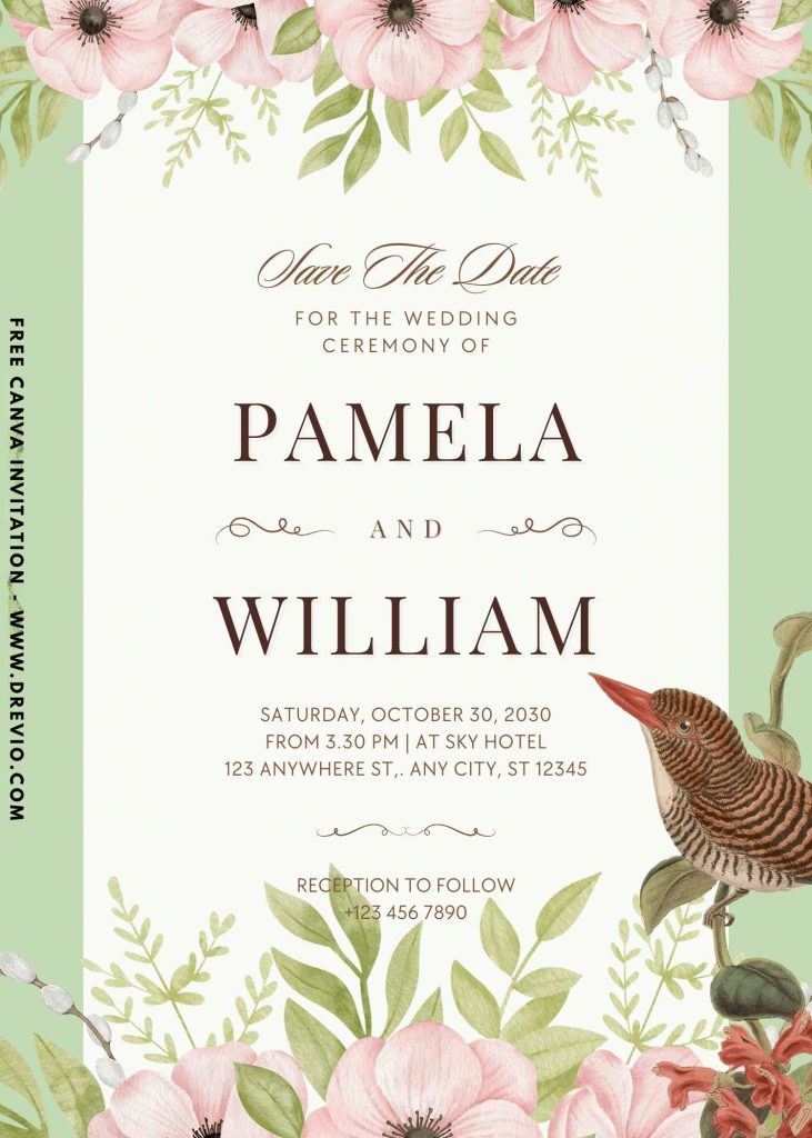 editable-garden and bird-wedding-invite-template-free