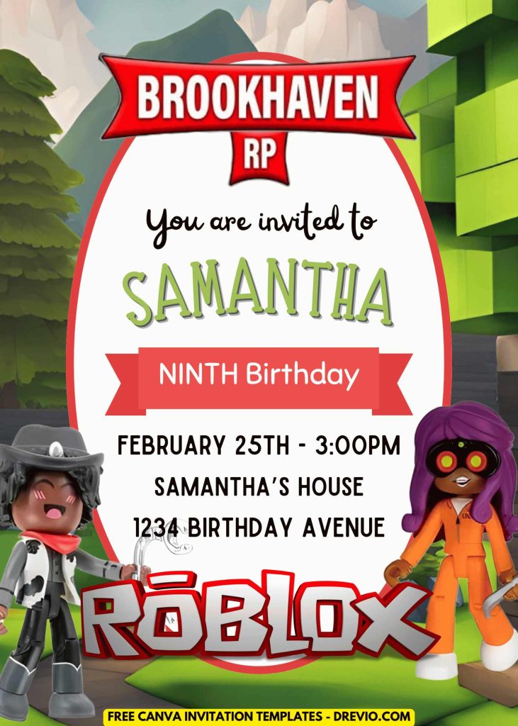 editable-roblox-brookhaven rp-birthday-invite-canva-design