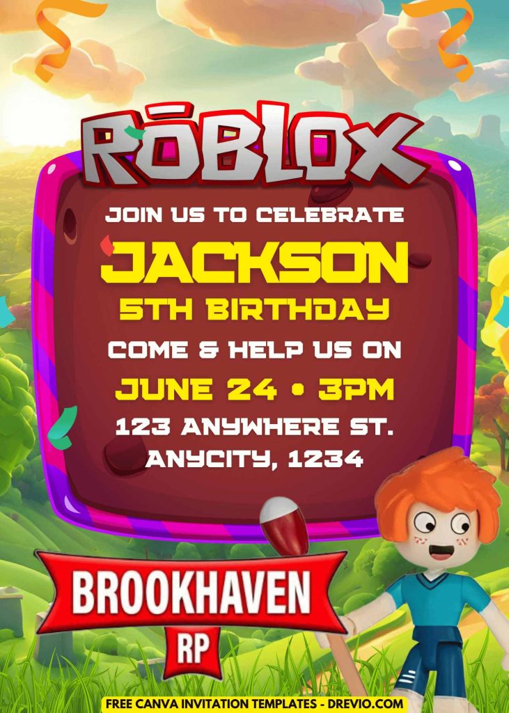editable-roblox brookhaven rp-birthday-invite-canva-template