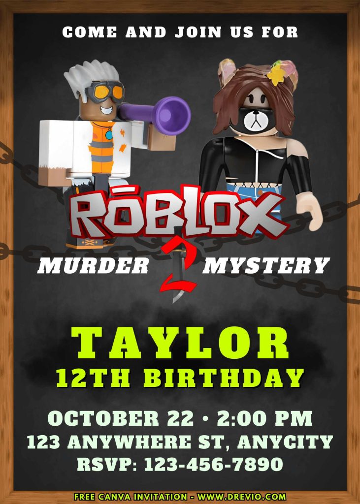 editable-roblox-murder mystery-birthday-invite-canva-template