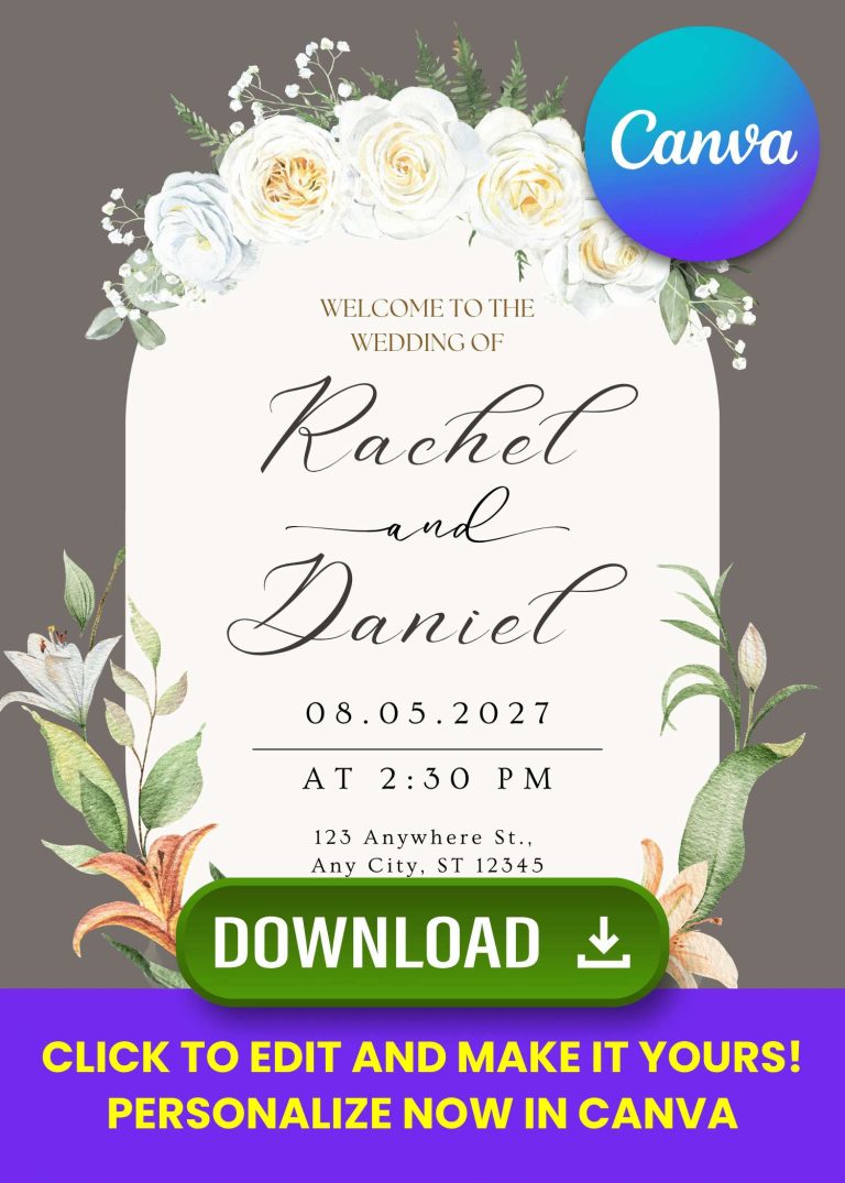 free-and-editable-garden floral arch-wedding-invitation-canva