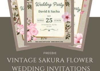Free and Editable Whimsical Vintage Sakura Blooms Invitation Template Made in Canva. Customize Online for free