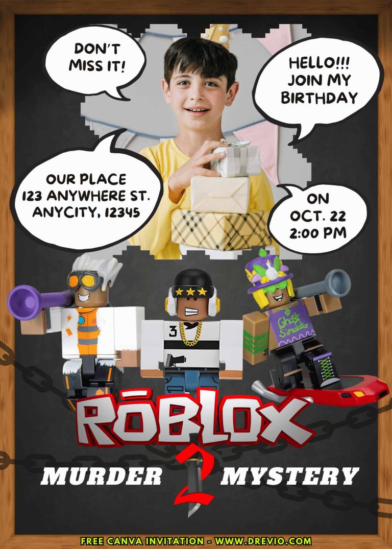 free-diy-roblox-murder mystery-birthday-flyer-template-canva