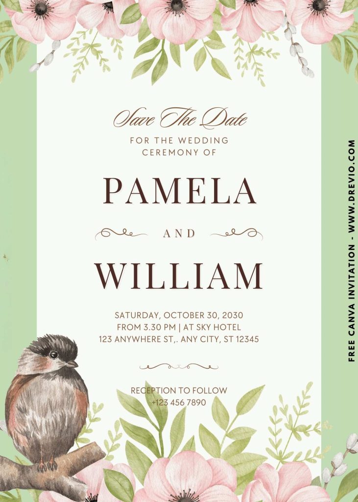 free-garden and bird-wedding-invitation-template-canva