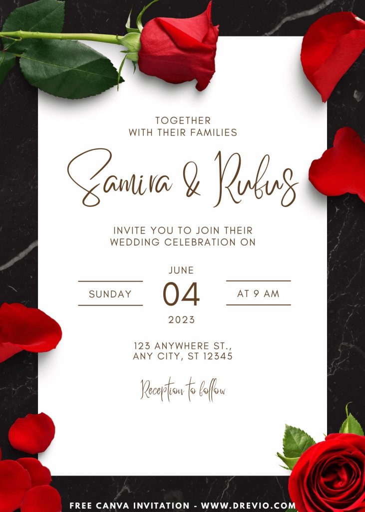 free-marble floral-wedding-invitation-template-canva