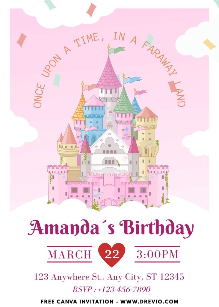 free-pastel-disney princess-birthday-invitation-template-canva