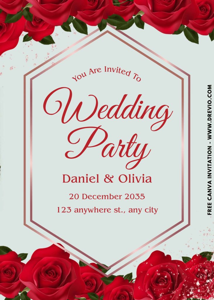 free-red rose-wedding-invitation-template-canva