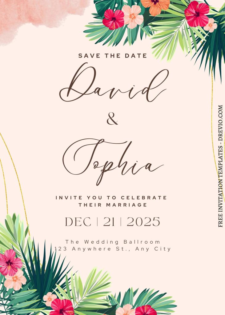 free-tropical hawaiian-wedding-invitation-template-canva