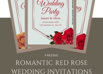 geometric-rromantic-red rose-wedding-invite-template-editable-free