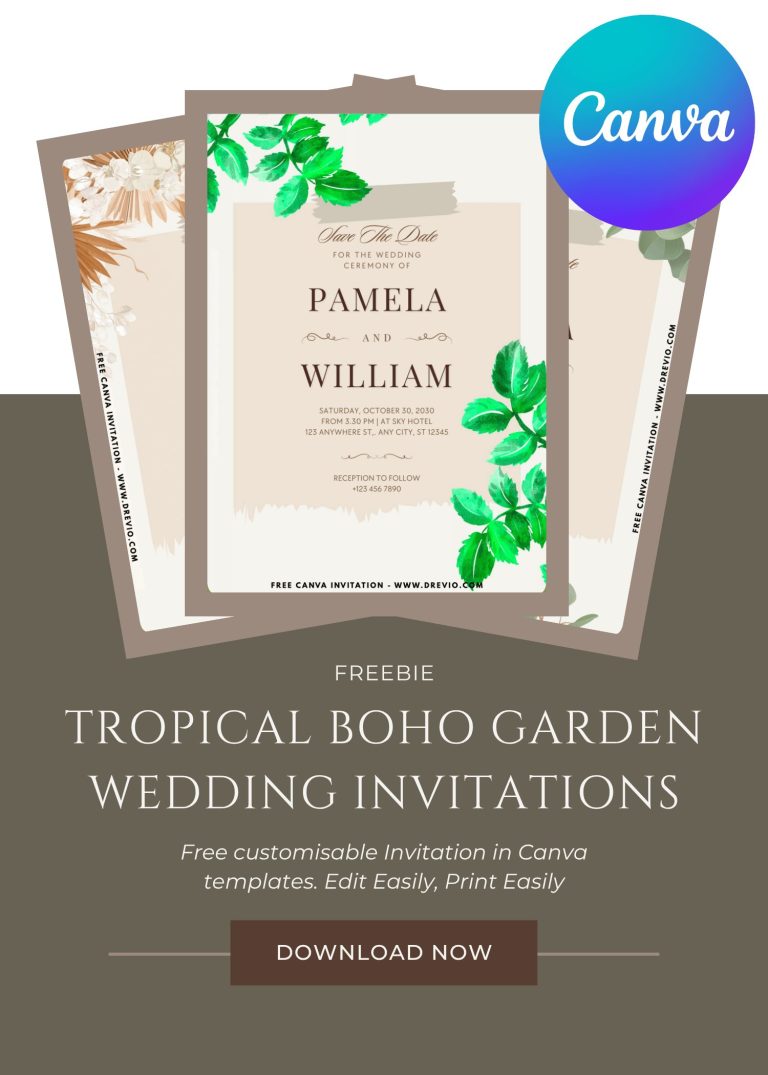 lush-tropical boho garden-wedding-invitation-template-free-canva