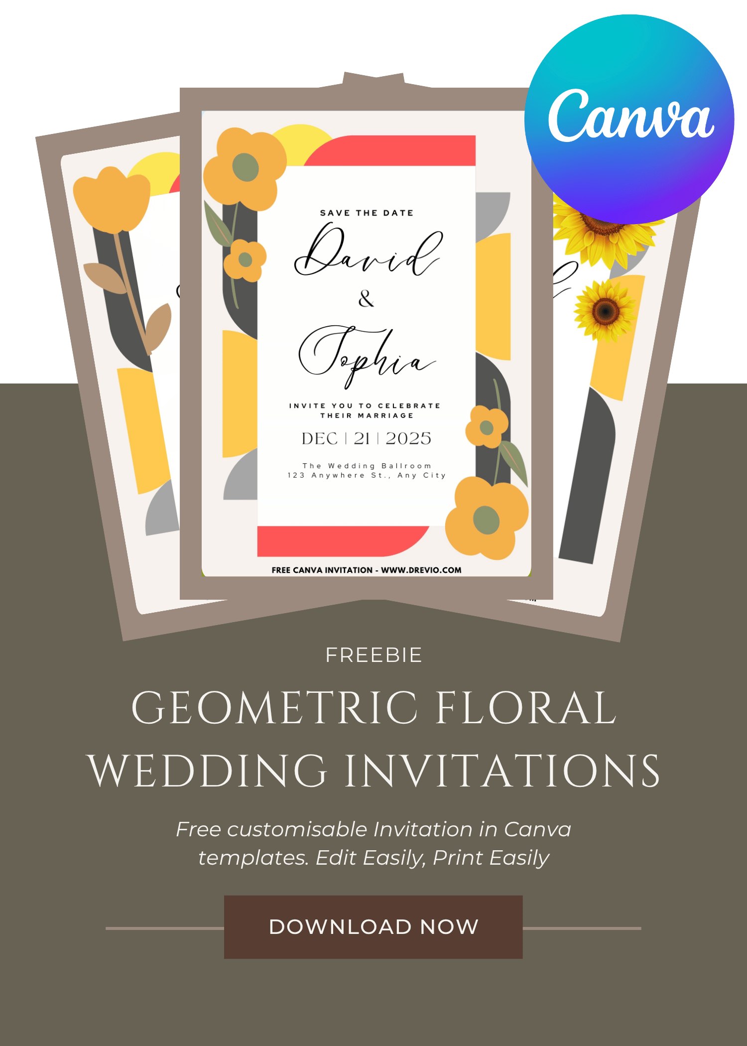 FREE Stunning Geometric Wedding Invitations FREE Stunning Geometric Wedding Invitations