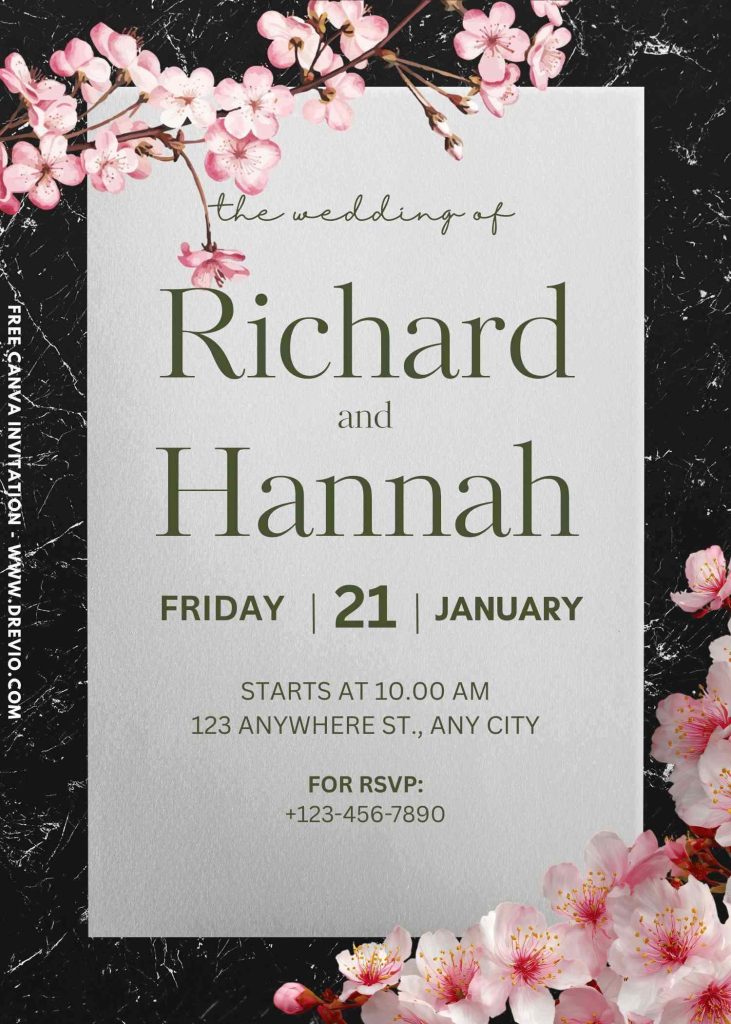 Free and Editable Aesthetic Marble Floral Invitation Template Made in Canva. Customize Online for free