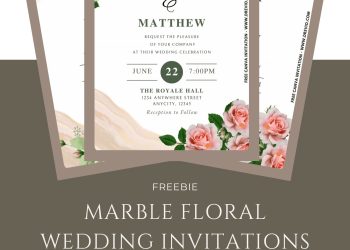 modern-marble floral-wedding-invitation-template-download
