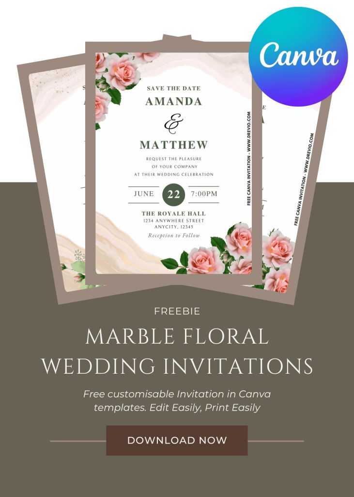 FREE Marble Floral Wedding Invitations FREE Marble Floral Wedding Invitations