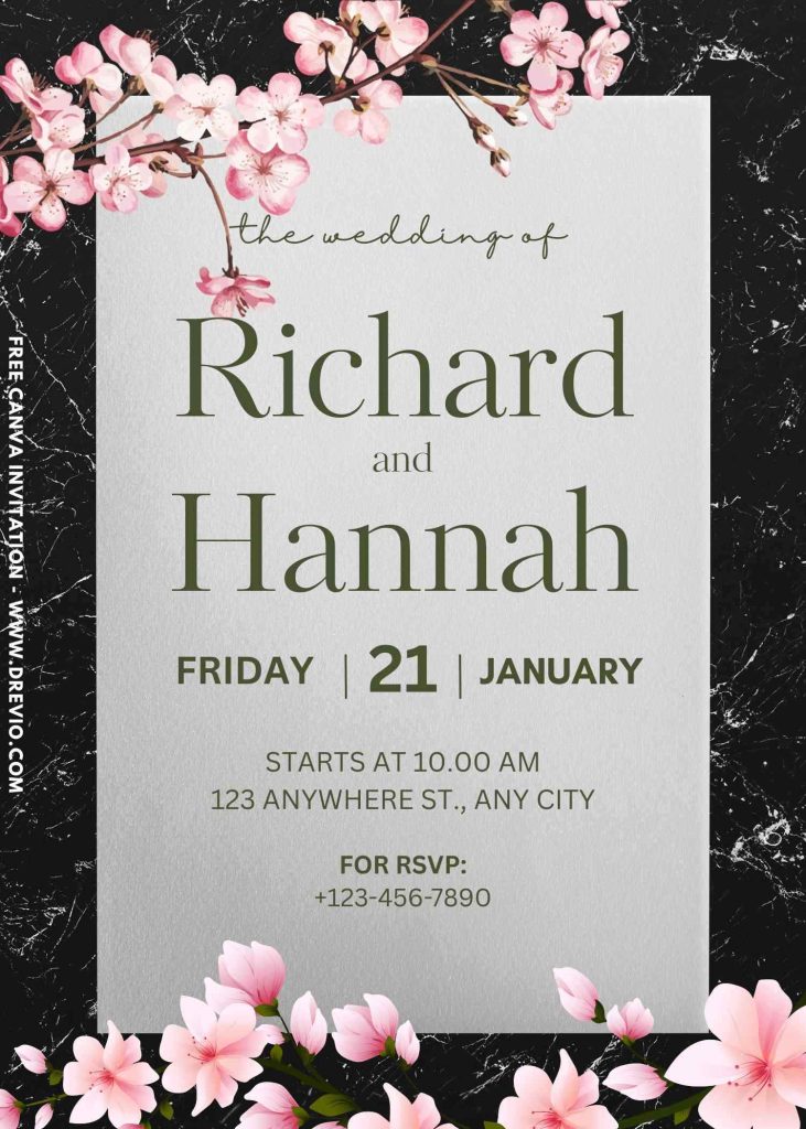 FREE Aesthetic Marble Floral Invitation Template