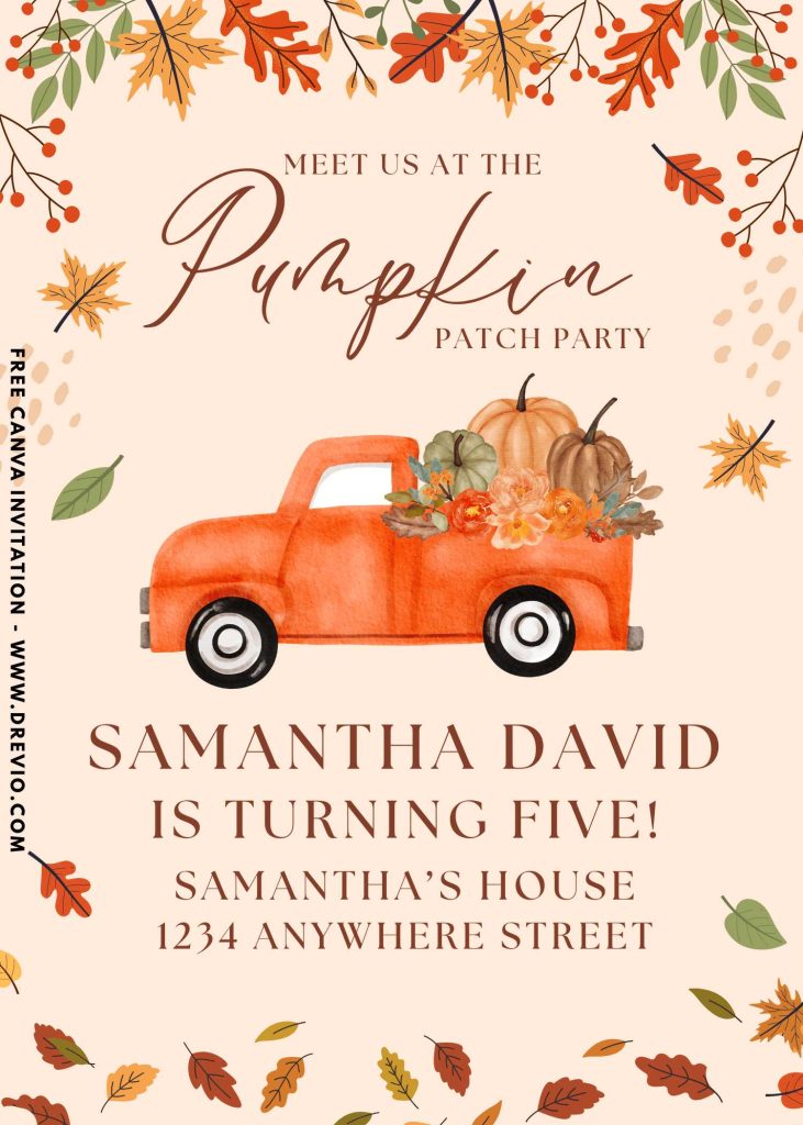 printable-watercolor truck-and-pumpkin patch -birthday-invitation-canva
