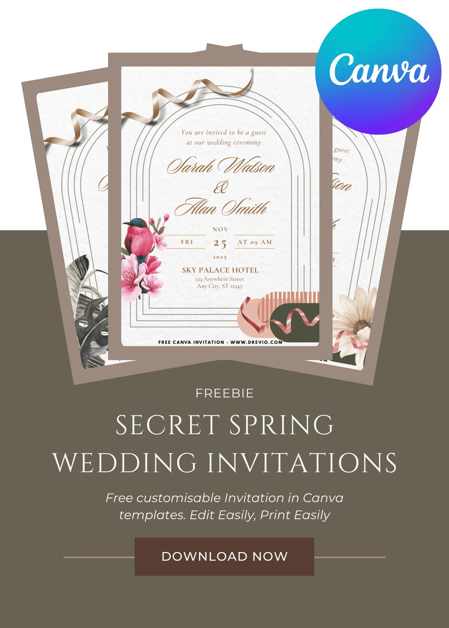 FREE Secret Spring Wedding Invitations