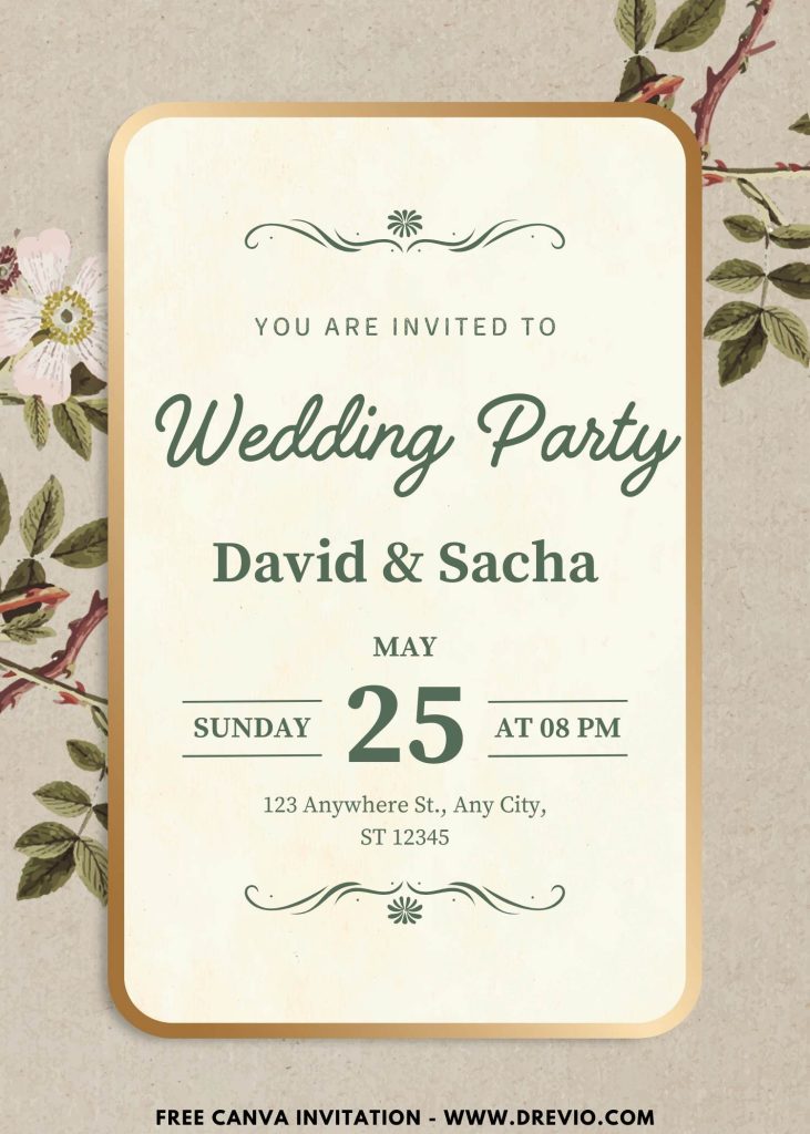 Free and Editable Vintage Sakura Blooms Invitation Template Made in Canva. Customize Online for free