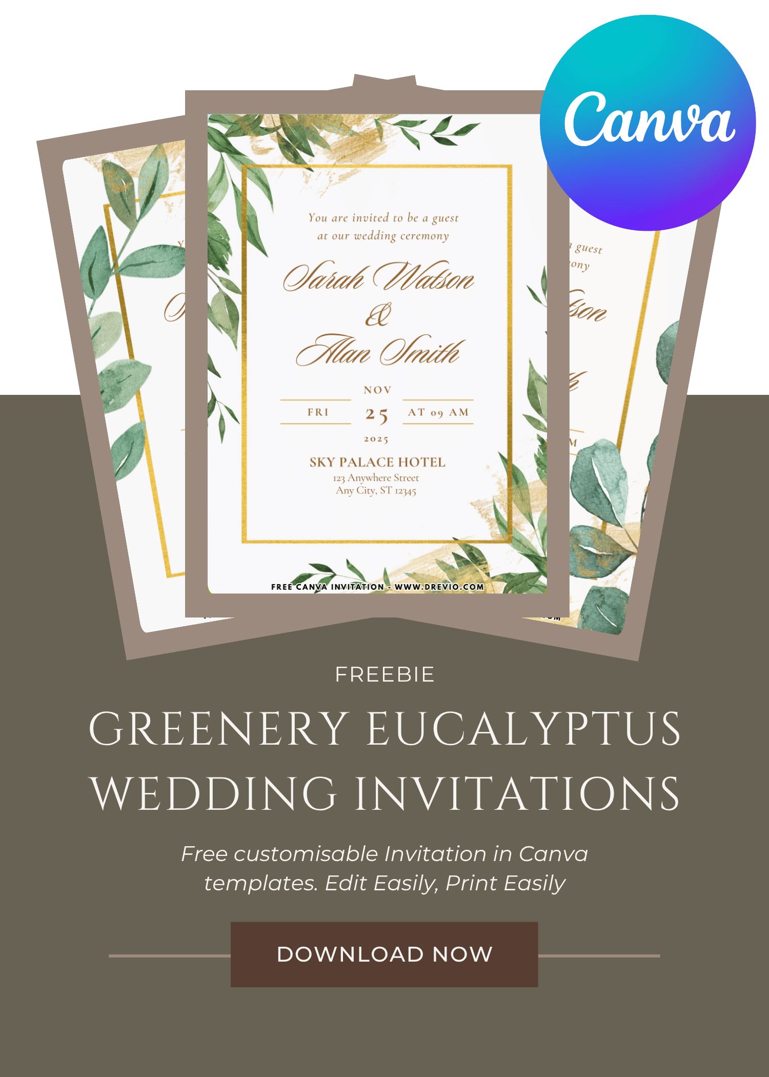 FREE Eucalyptus Wedding Invitations