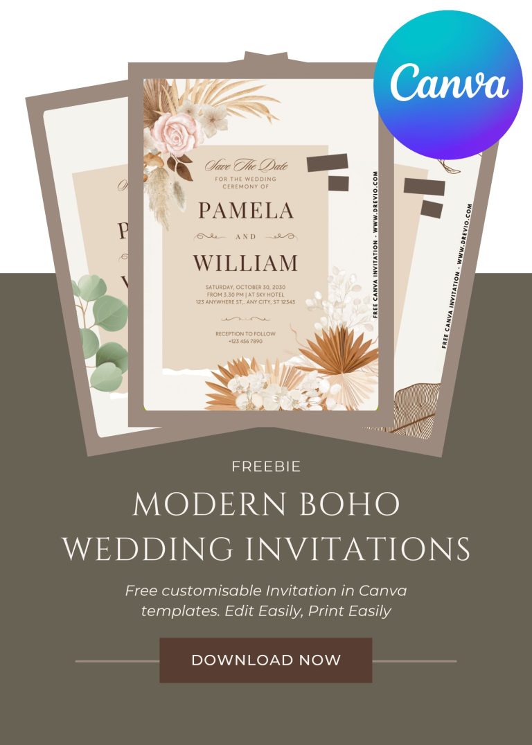 stylish-modern boho-bohemian-wedding-invitation-template-free-canva