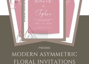 unique-asymmetric floral-wedding-invitation-template-download