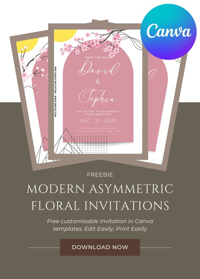 unique-asymmetric floral-wedding-invitation-template-download