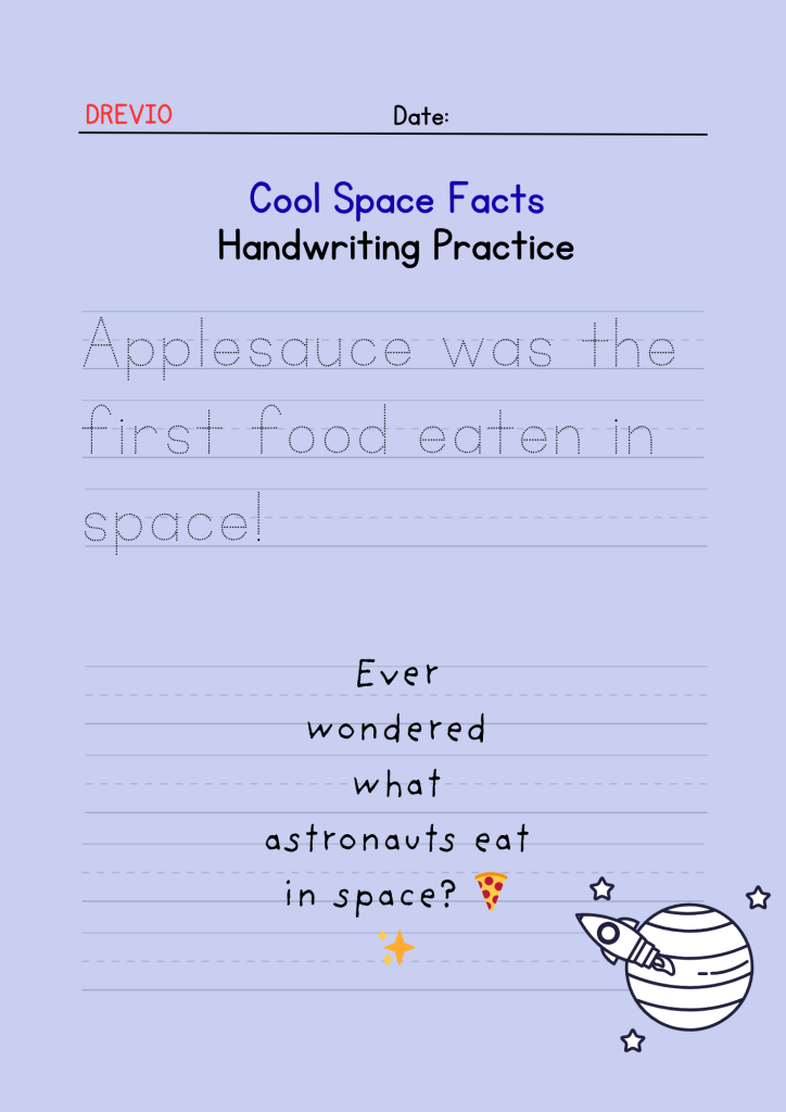 Fun Science Fact Writing Practice Cool Space Facts Handwriting Practice (Free Printables)