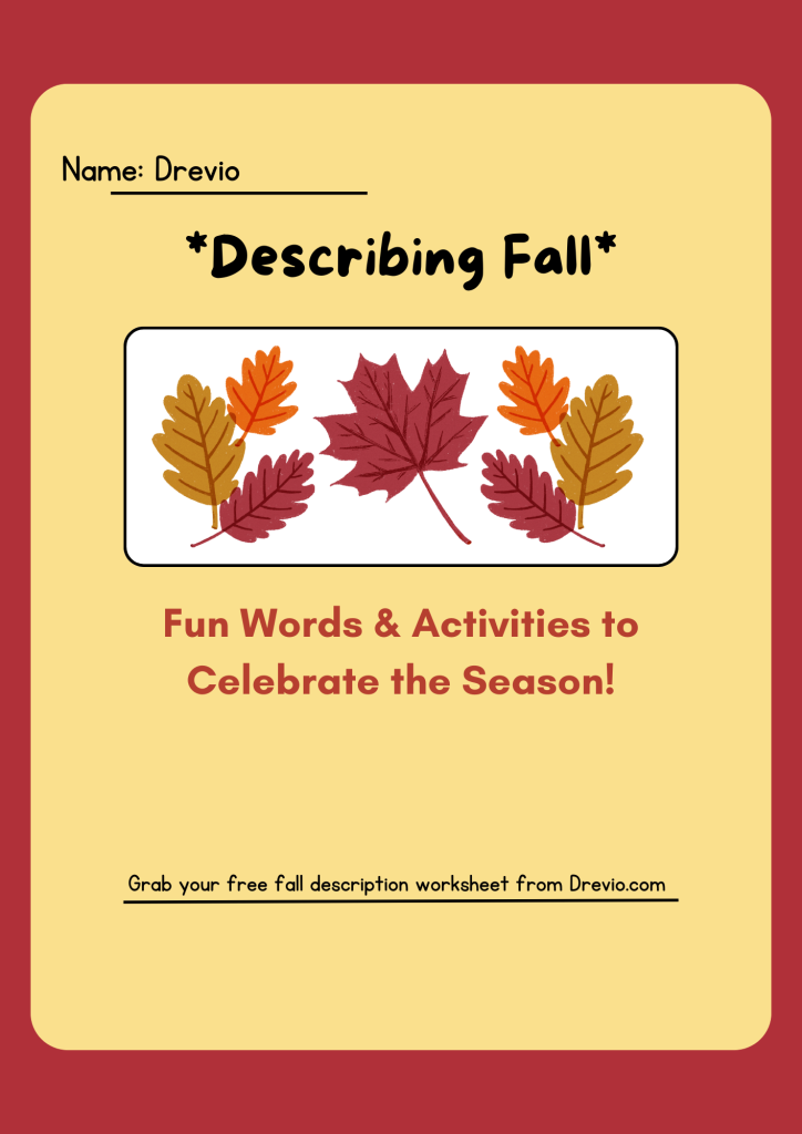 Describing Fall Writing Worksheet for Kids