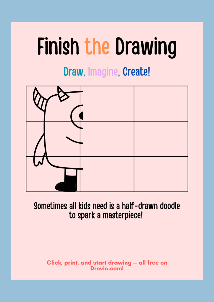 Finish the Monster Drawing Worksheet for Kids