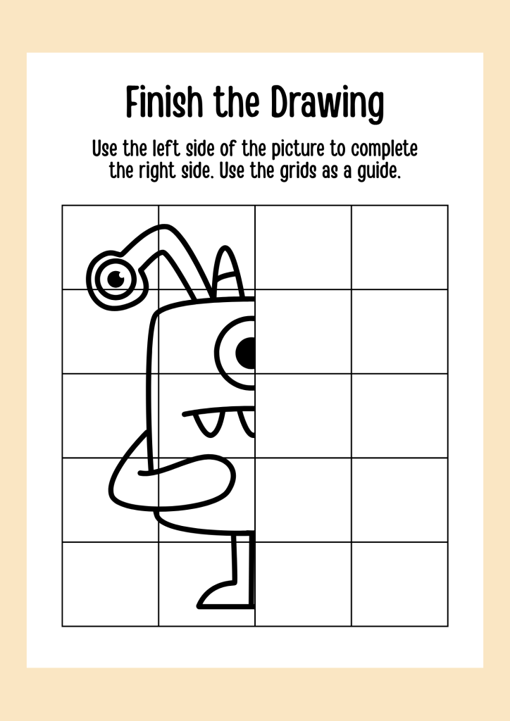 Finish the Monster Drawing Worksheet for Kids