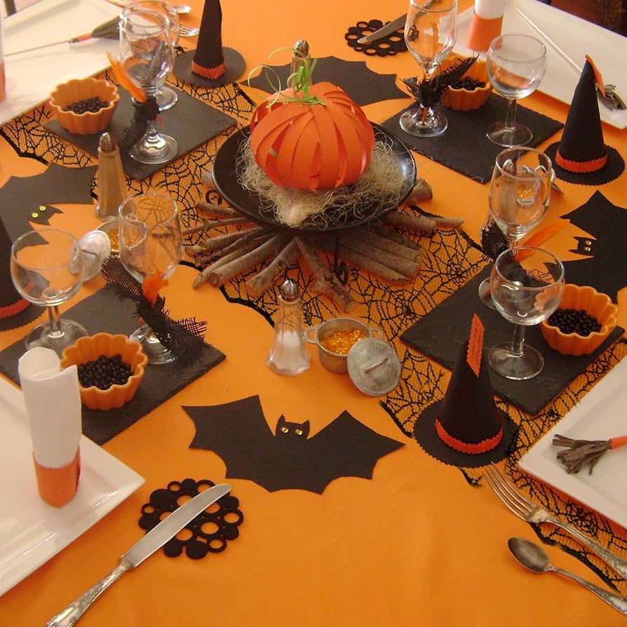 Halloween Decor Black Lace DIY Table Runner