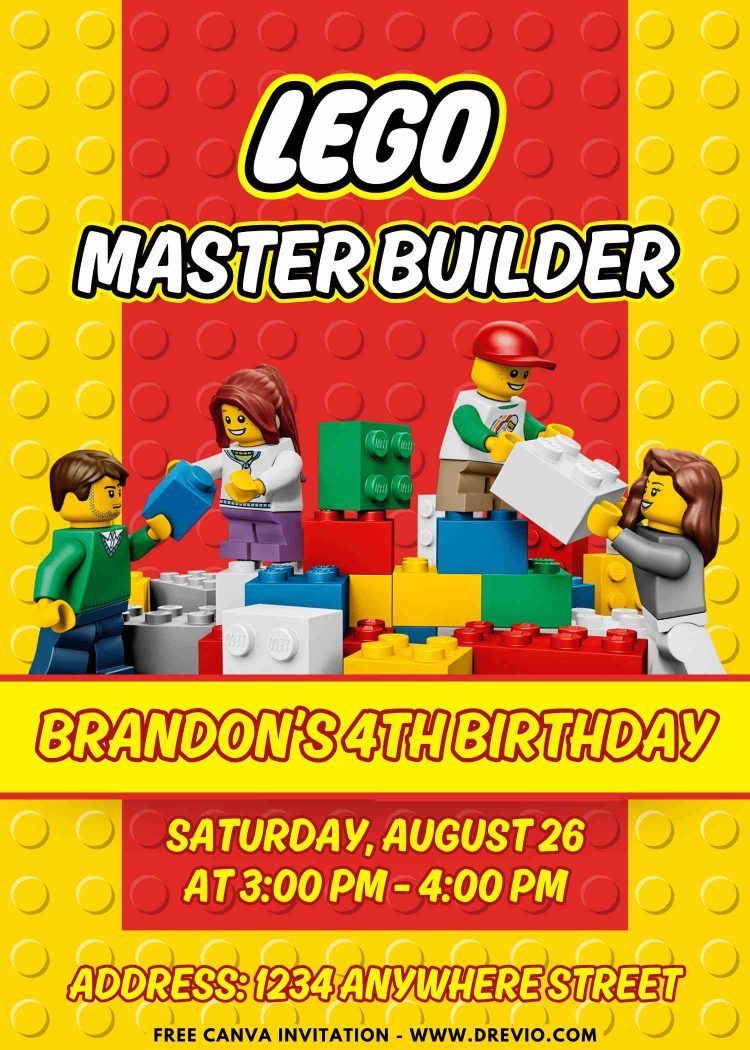 FREE Lego Master Builder Invitation Template