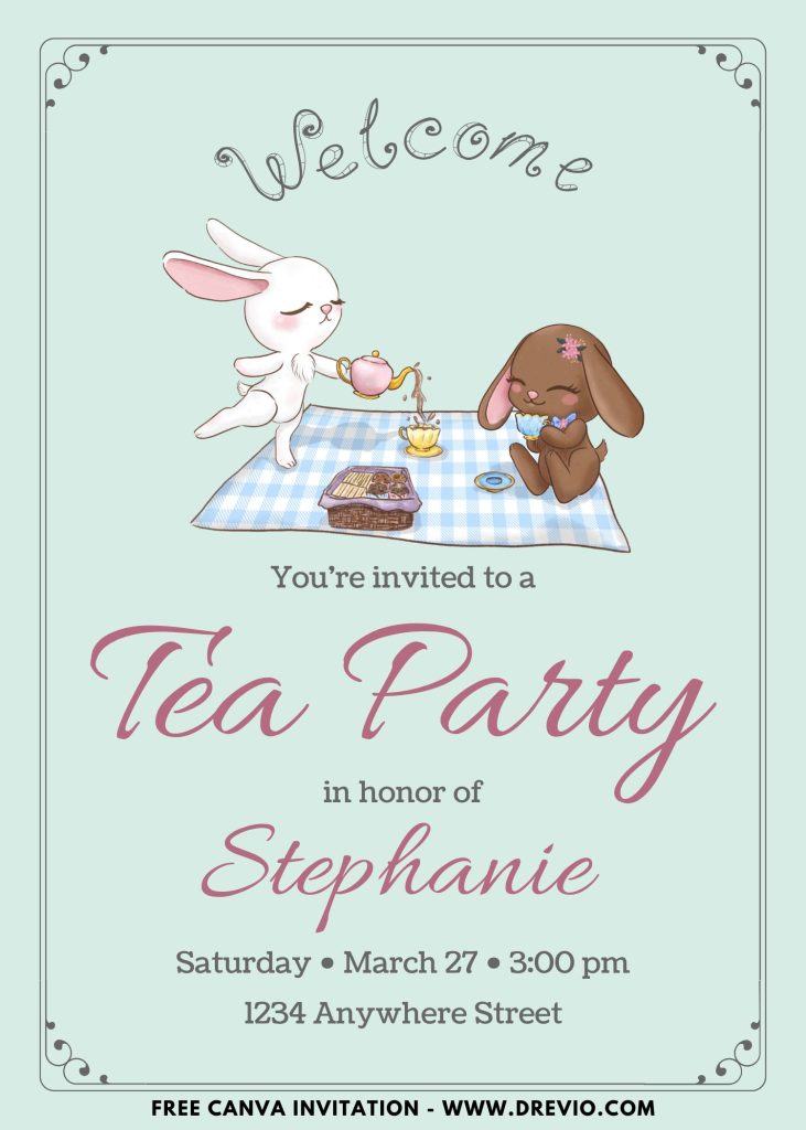 Free and Editable Autumn Backyard Garden Tea Party Invitation Templates Made in Canva. Customize Online for free