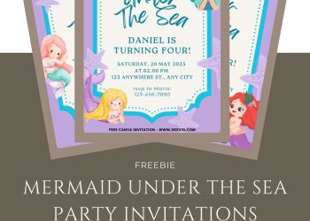 Free and Editable Chibi Mermaid Invitation Templates Made in Canva. Customize Online for free