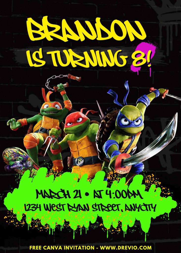 FREE TMNT Ninja Turtles Invitation Templates