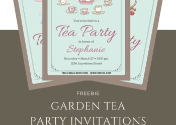 Free and Editable Beautiful Watercolor Garden Tea Party Invitation Templates Made in Canva. Customize Online for free
