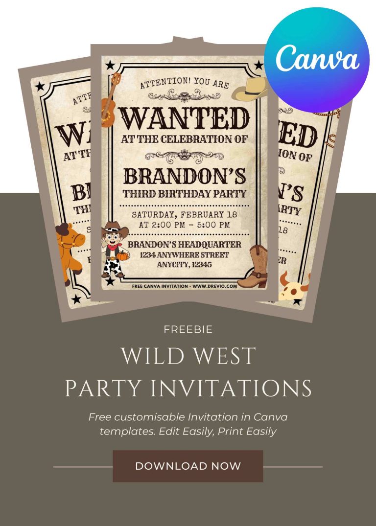 FREE Wanted Poster Wild West Invitation Template