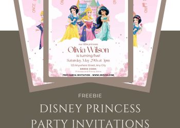Free and Editable Magical Disney Princess Castle Invitation Templates Made in Canva. Customize Online for free