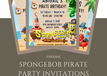 Free and Editable Pirate SpongeBob Search For SquarePants Invitation Templates Made in Canva. Customize Online for free