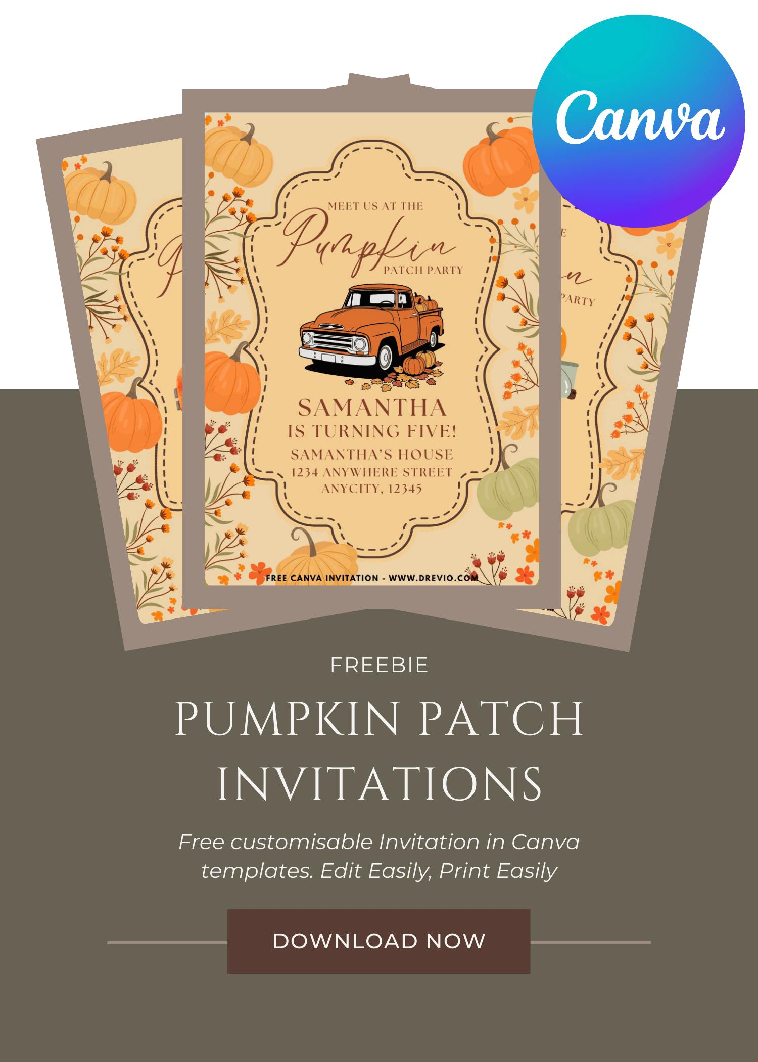 FREE Pumpkin Farm Party Invitation Template
