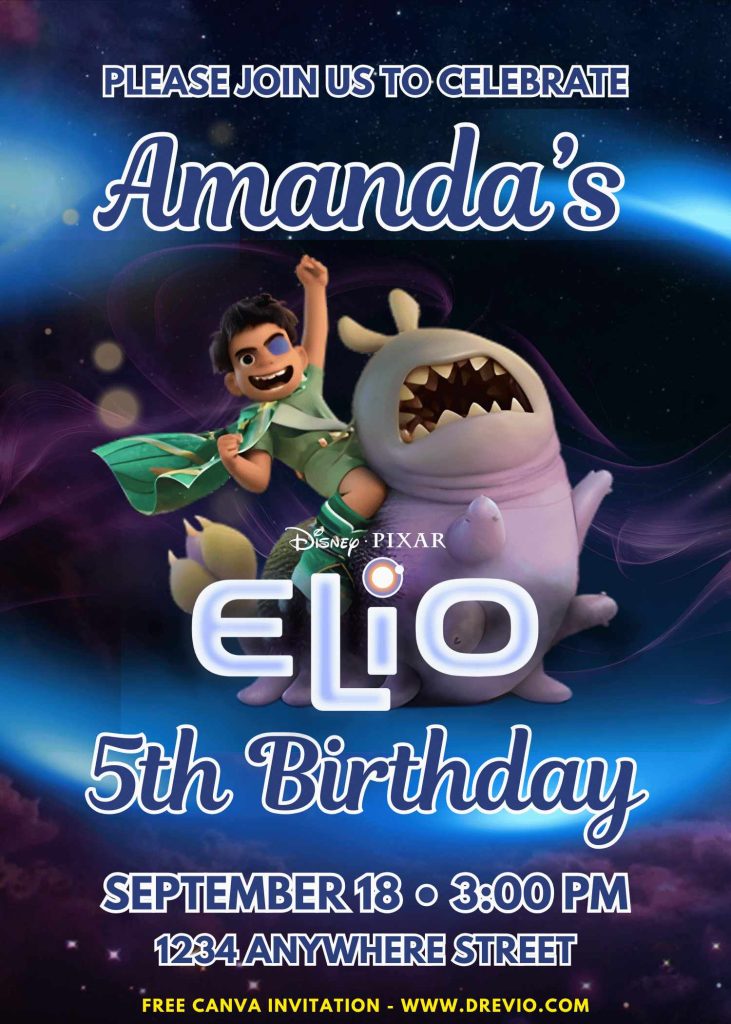 Free and Editable Cute Elio on Glordon's back Invitation Templates Made in Canva. Customize Online for free
