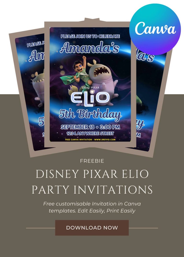 Free and Editable Disney Elio Invitation Templates Made in Canva. Customize Online for free
