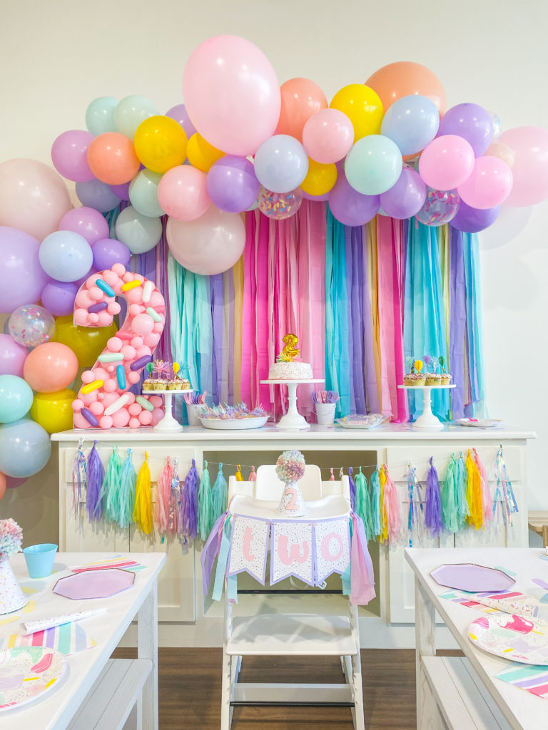 Colorful Pastel Two Sweet Sprinkle Second Birthday Party