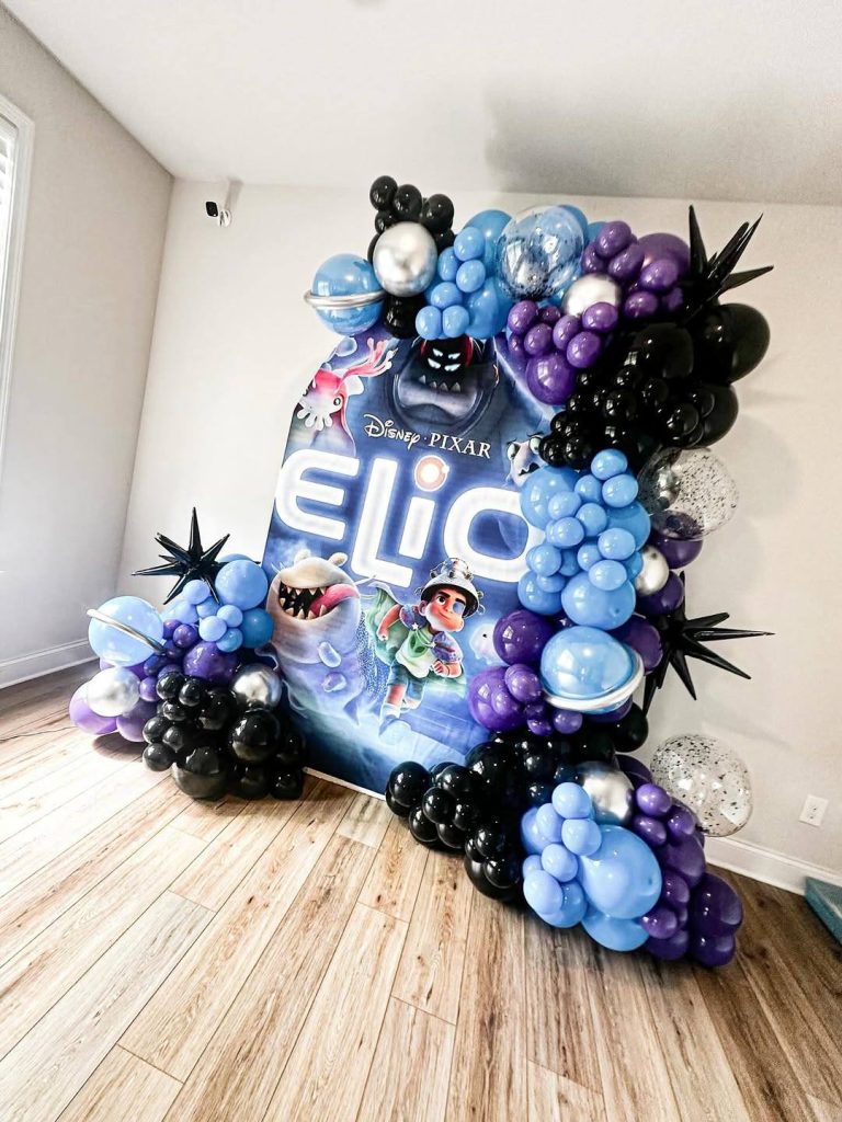 Disney Elio Birthday Party Decor with Elio and Glordon party backdrop