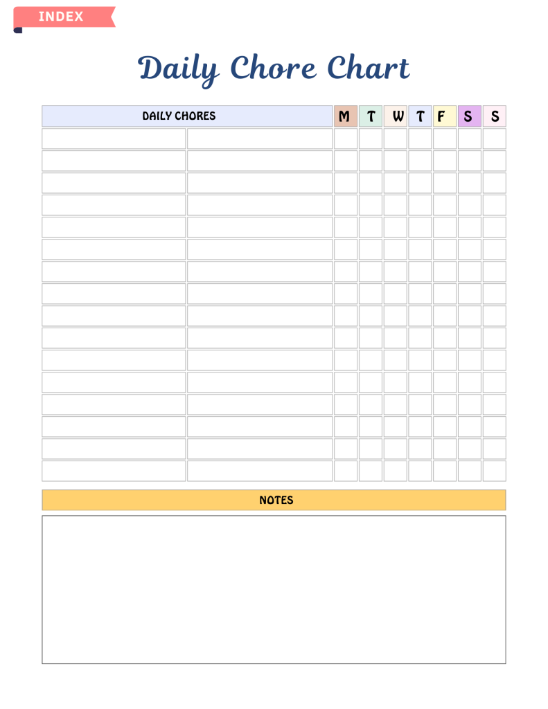 Kids Chore Chart (Editable & Free)