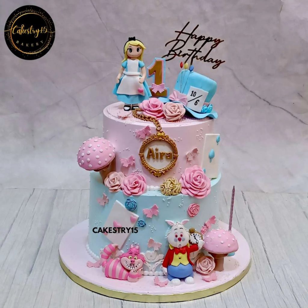 Alice in Wonderland 1st Birthday Cake