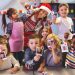 Preschool teacher taking instant print transfer to decorate a Christmas Tree, Quebec, Canada